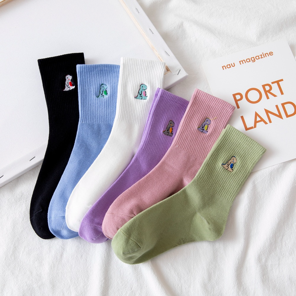 Pastel Dinosaur Crew Socks (6 Colours)