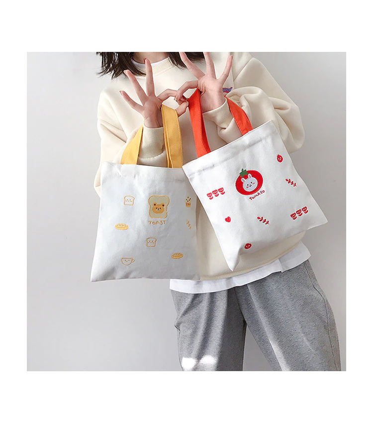 Embroidered Snack Animal Tote Bag (2 Designs)