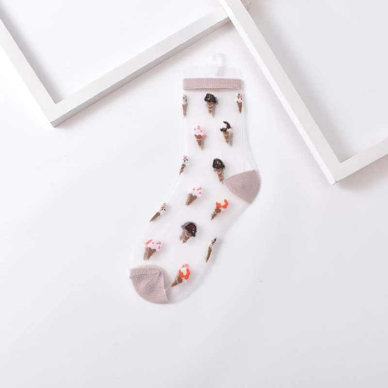 Transparent Food Pattern Crew Socks (9 Designs)