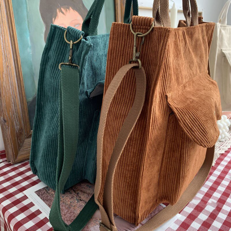 Corduroy Zipper Tote (4 Colours)