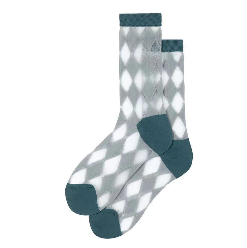 Transparent Diamond Pattern Crew Socks (5 Colours)