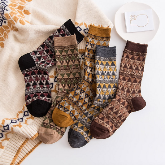 Nordic Pattern Crew Socks (5 Colours)