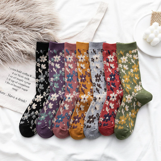 Vintage Florals Crew Socks (7 Colours)