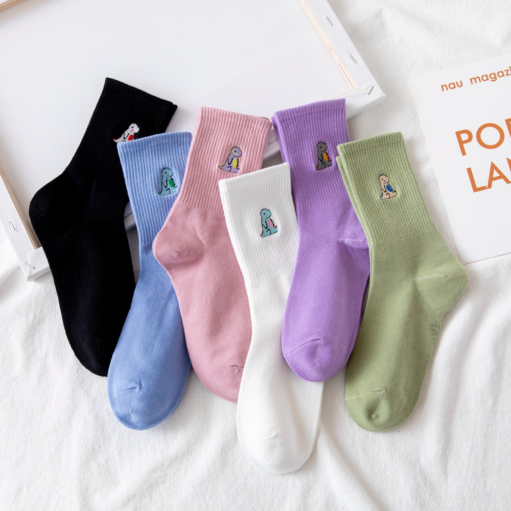 Pastel Dinosaur Crew Socks (6 Colours)