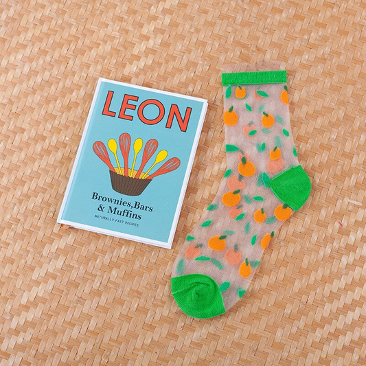 Transparent Orange Pattern Crew Socks