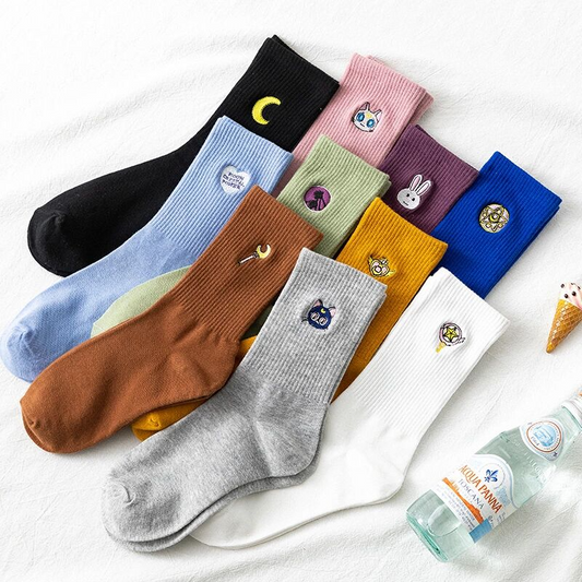 Sailor Moon Embroidery Crew Socks (10 Designs)