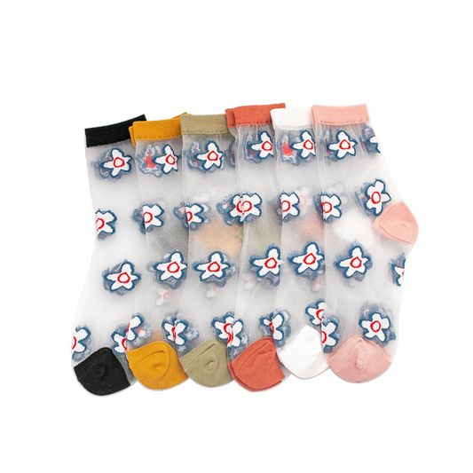 Sheer Daisy Crew Socks (6 Colours)