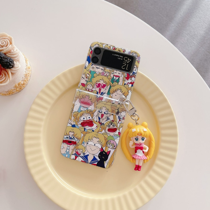 Sailor Scouts Galaxy Z Flip 3 Phone Case With Figurine Charm or Strap