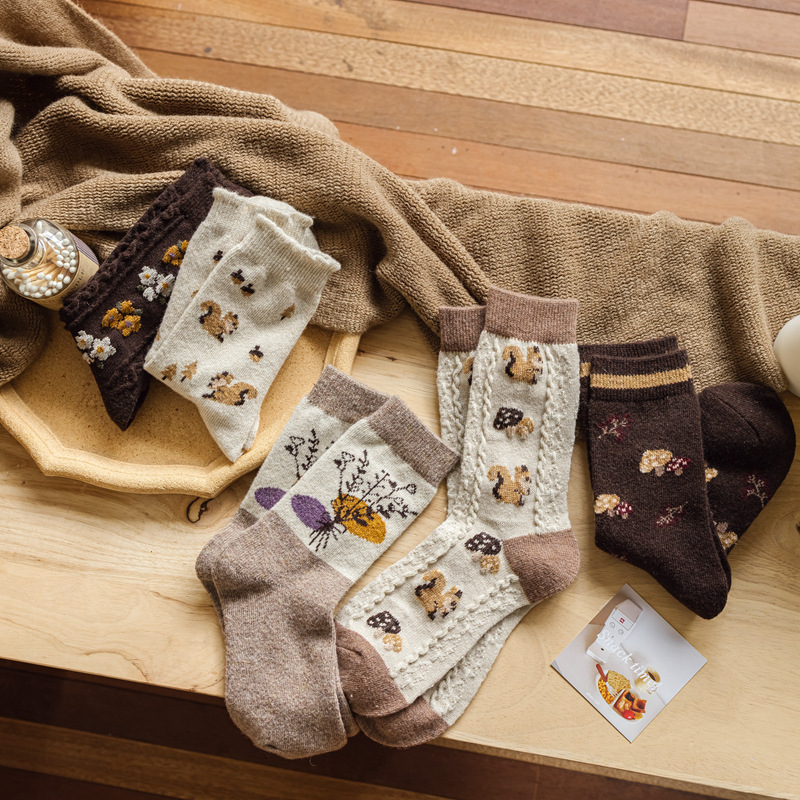 Squirrel Cottage Crew Socks (5 Designs)