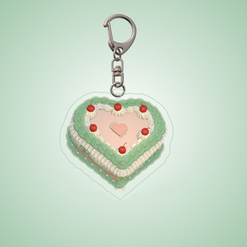 Retro Deco Cake Charm Clip Keychain (6 Colours)