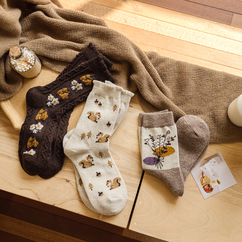 Squirrel Cottage Crew Socks (5 Designs)