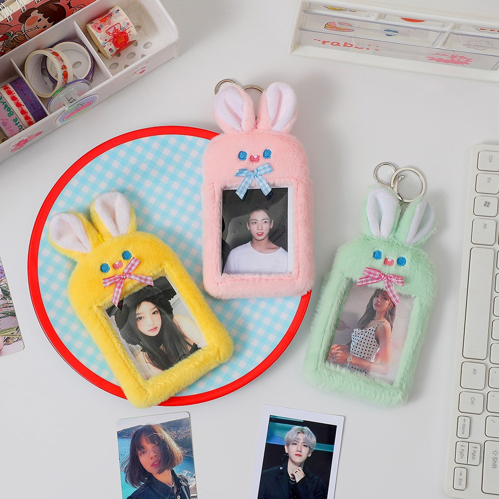 Plush Bunny Photo Frame Keychain