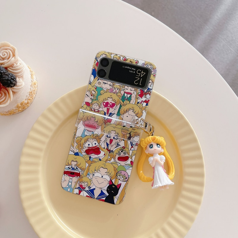 Sailor Scouts Galaxy Z Flip 3 Phone Case With Figurine Charm or Strap