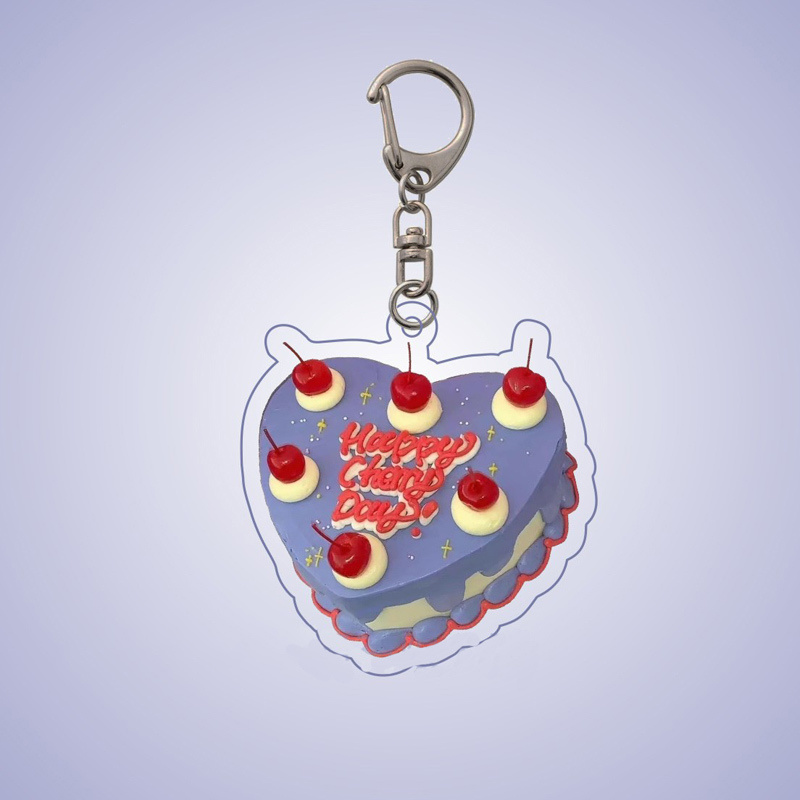 Retro Deco Cake Charm Clip Keychain (6 Colours)