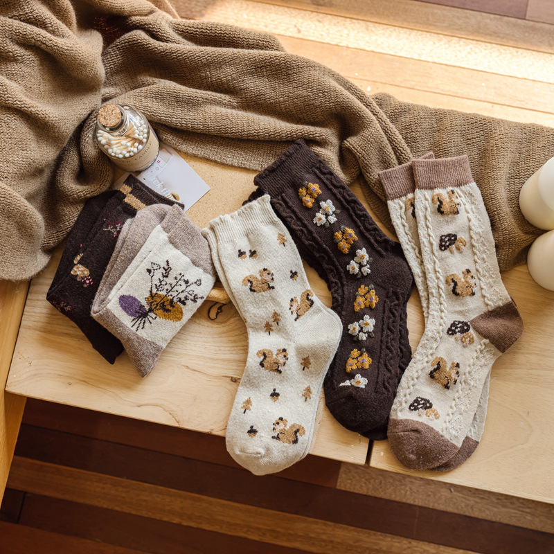 Squirrel Cottage Crew Socks (5 Designs)