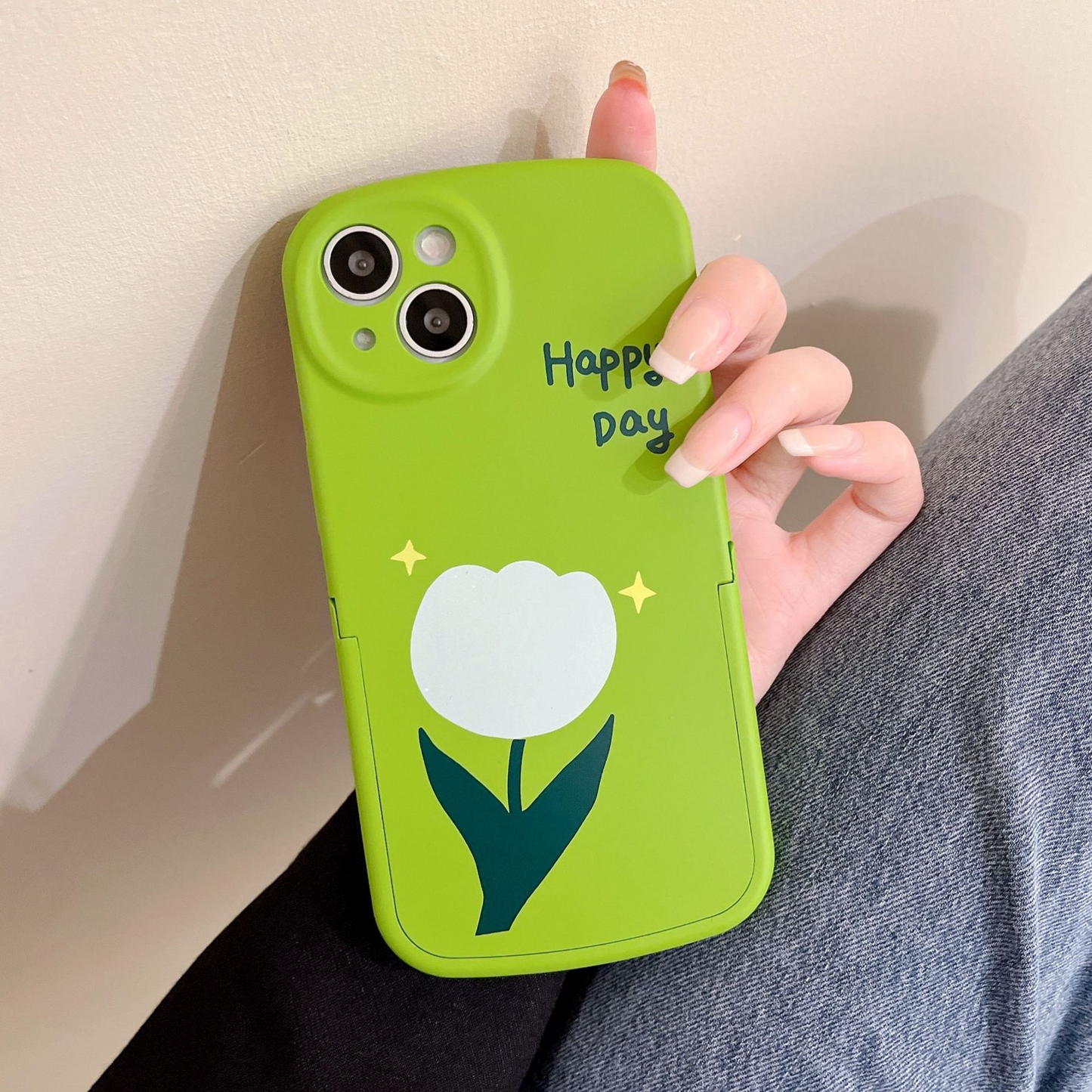 Happy Day Tulip Standee iPhone Case