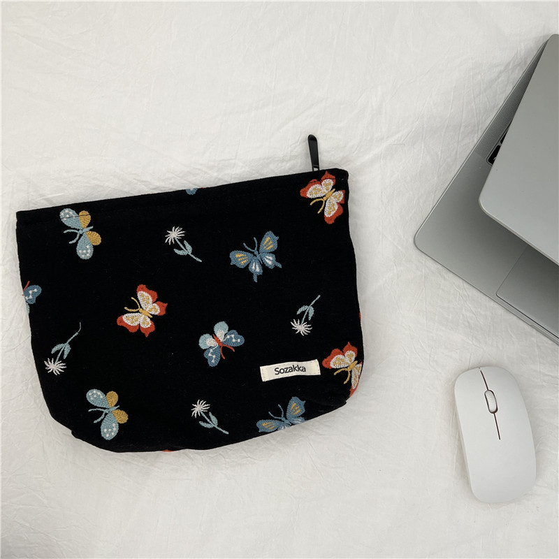 Textured Butterfly Pattern Zipper Pouch (3 Colours)