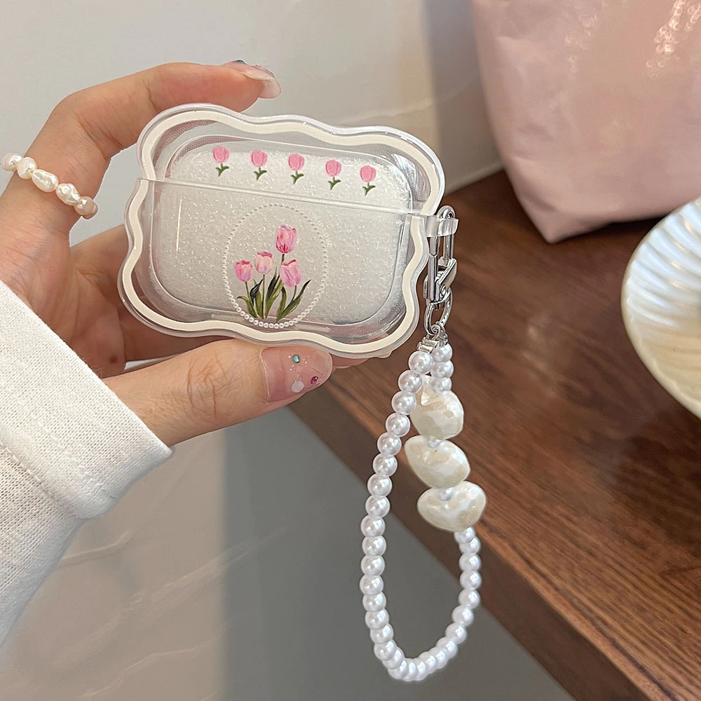 Beaded Strap Tulip AirPods Charger Case Cover