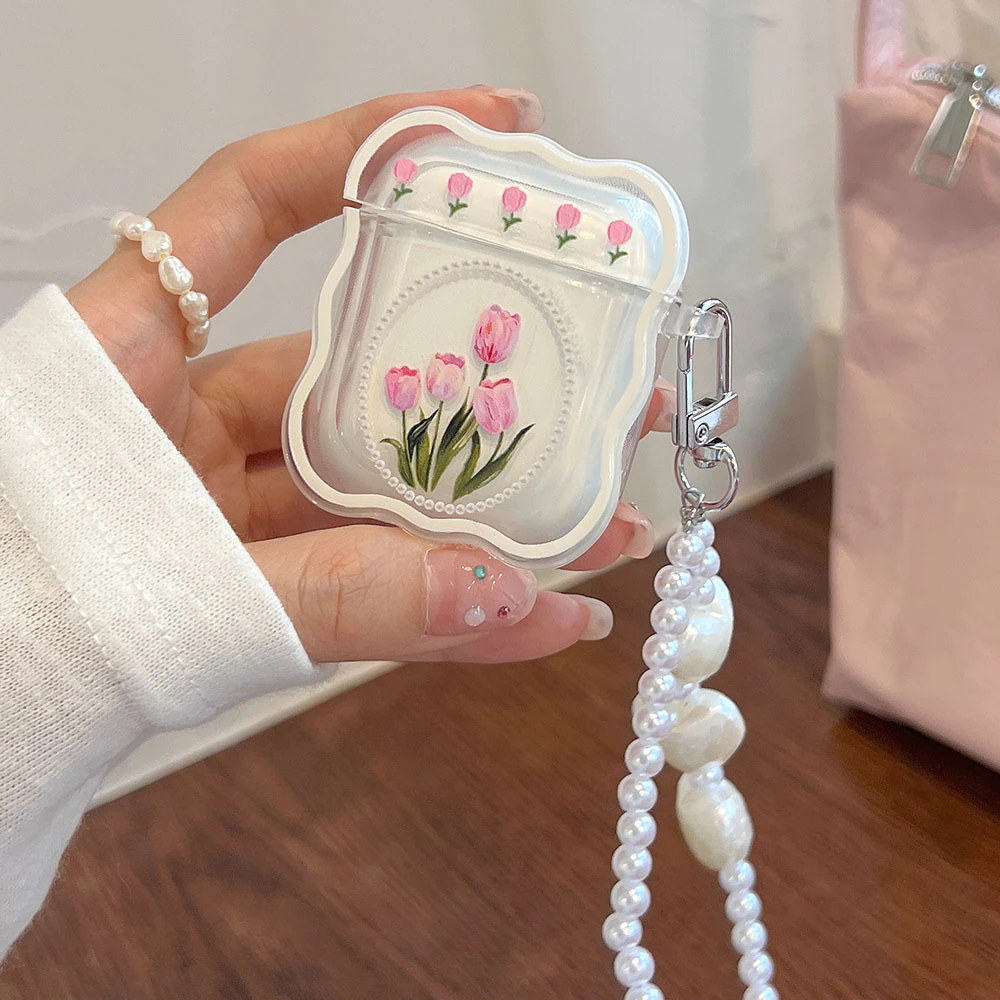 Beaded Strap Tulip AirPods Charger Case Cover