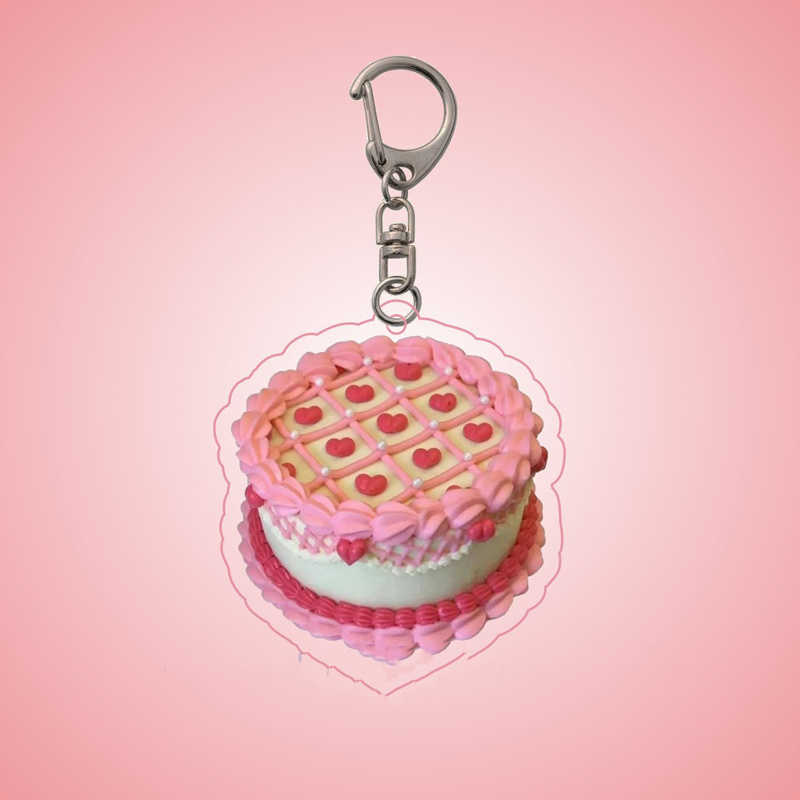 Retro Deco Cake Charm Clip Keychain (6 Colours)