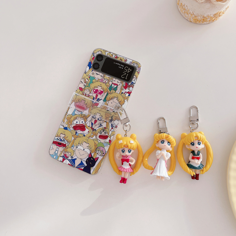 Sailor Scouts Galaxy Z Flip 3 Phone Case With Figurine Charm or Strap