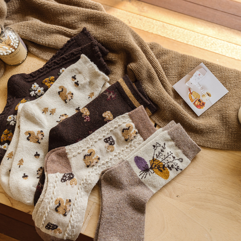 Squirrel Cottage Crew Socks (5 Designs)