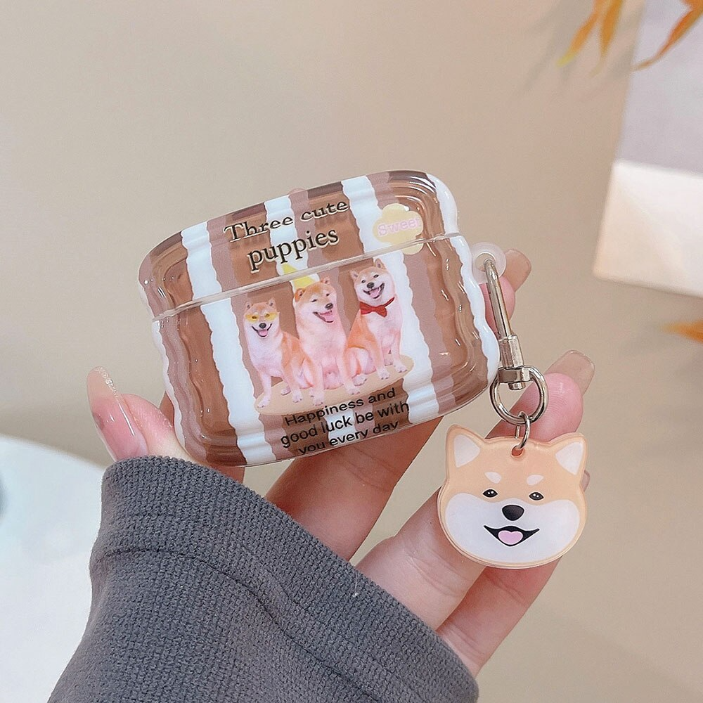 Wavy Shiba Inu Trio AirPods Charger Case Cover