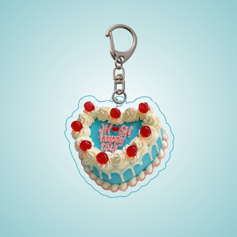 Retro Deco Cake Charm Clip Keychain (6 Colours)