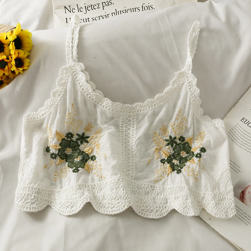 Floral Embroidery Crop Top (2 Colours)