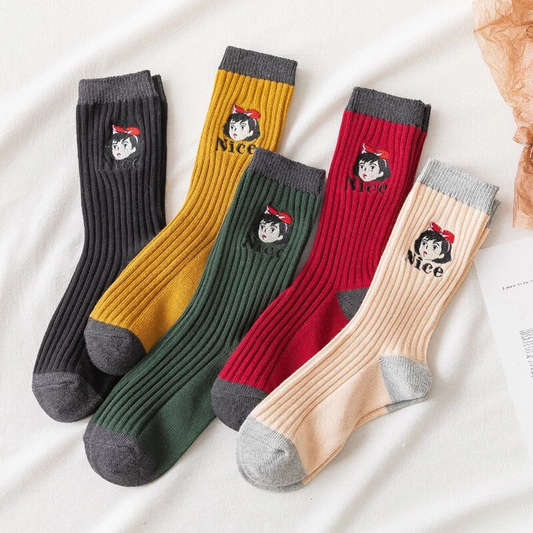 Kiki Embroidery Icon Crew Socks (5 Colours)