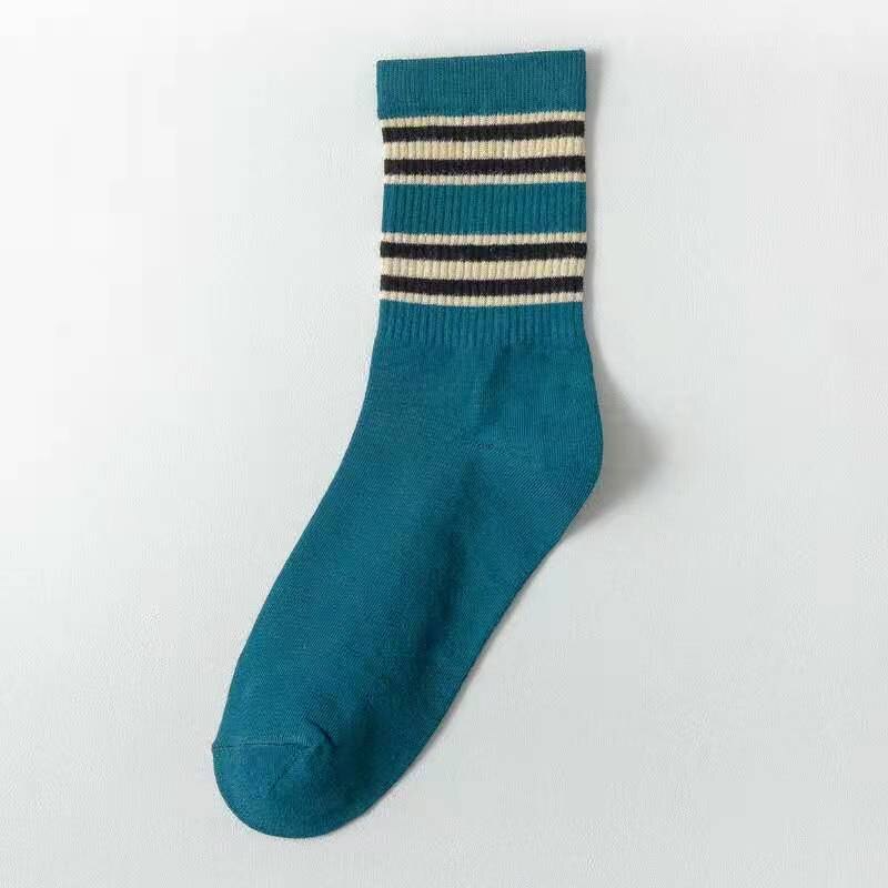 Multicolour Vintage Style Stripe Crew Socks (5 Colours)