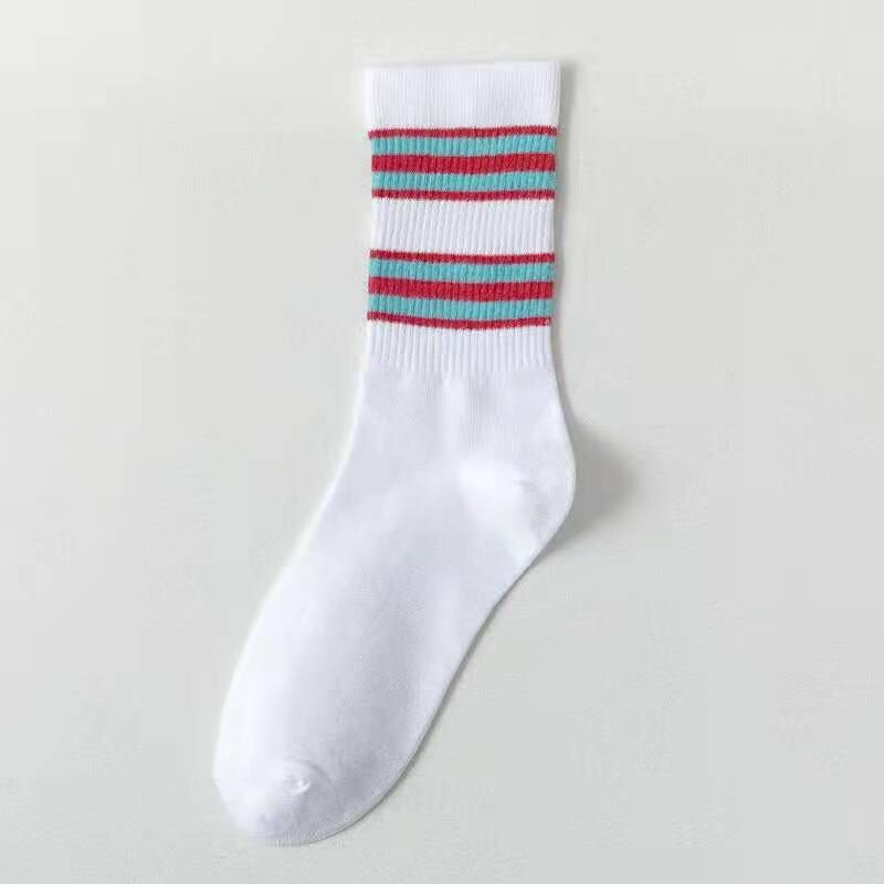 Multicolour Vintage Style Stripe Crew Socks (5 Colours)