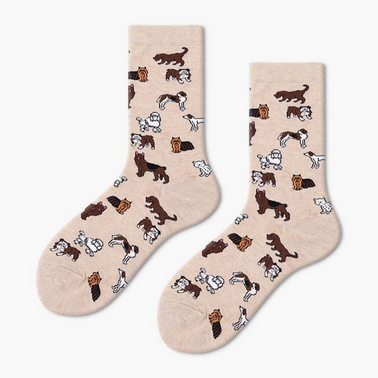 Dog Pattern Ankle Socks - Ice Cream Cake