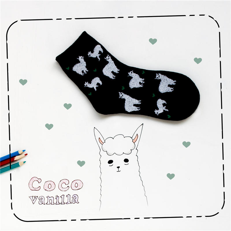 Heart Alpaca Socks (6 Colours) - Ice Cream Cake