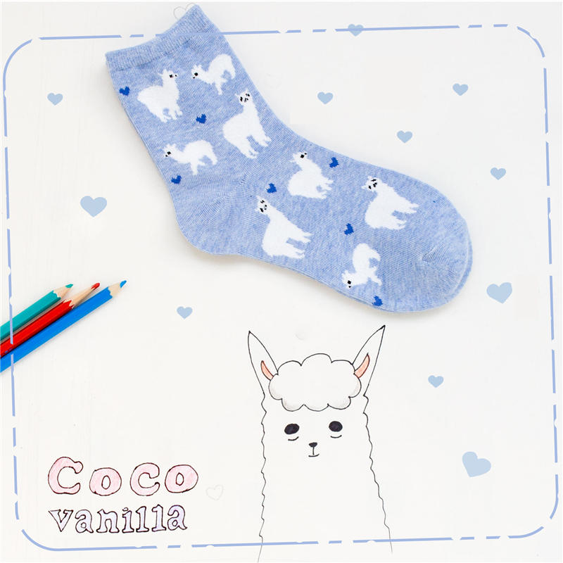 Heart Alpaca Socks (6 Colours) - Ice Cream Cake