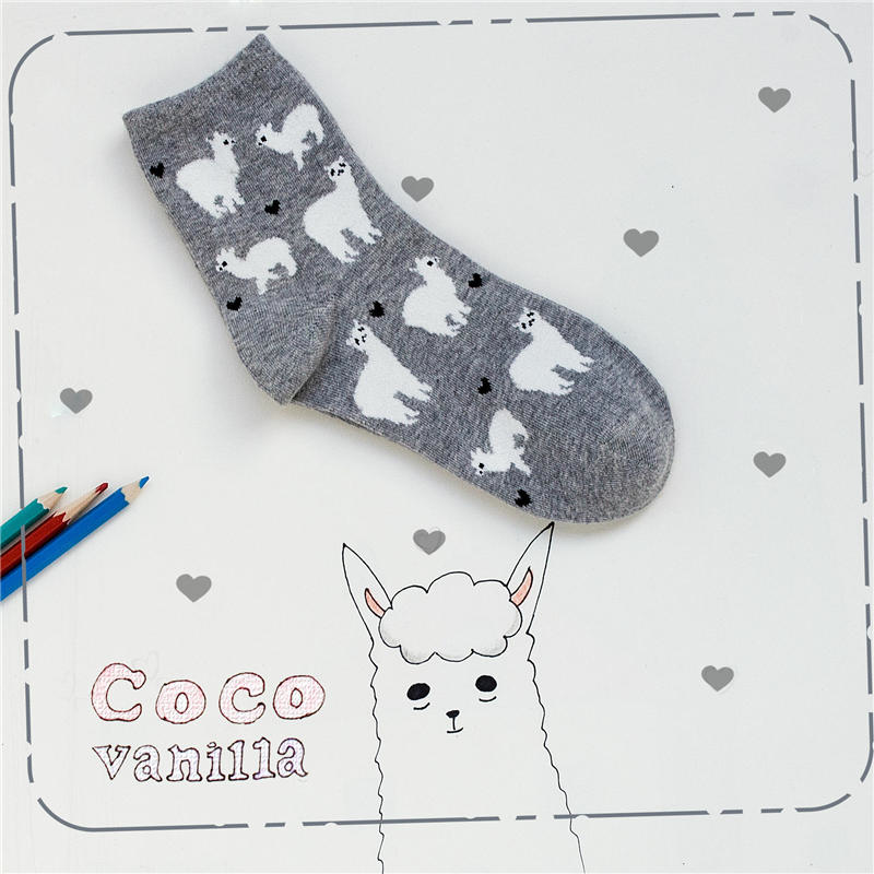 Heart Alpaca Socks (6 Colours) - Ice Cream Cake