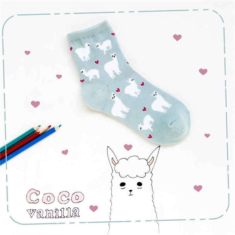 Heart Alpaca Socks (6 Colours) - Ice Cream Cake