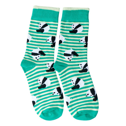 Green Striped Panda Socks - Ice Cream Cake