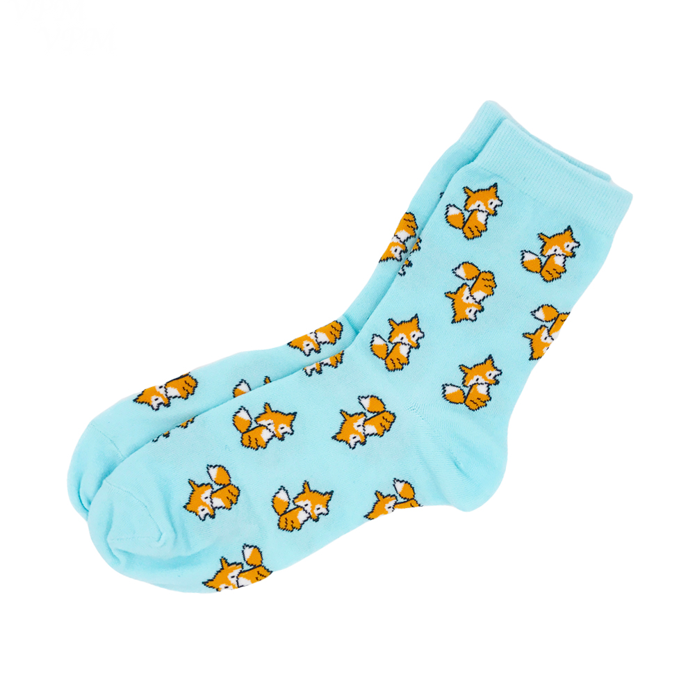 Blue Fox Print Socks - Ice Cream Cake