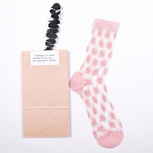 Pink Transparent Polka Dot Socks - Ice Cream Cake